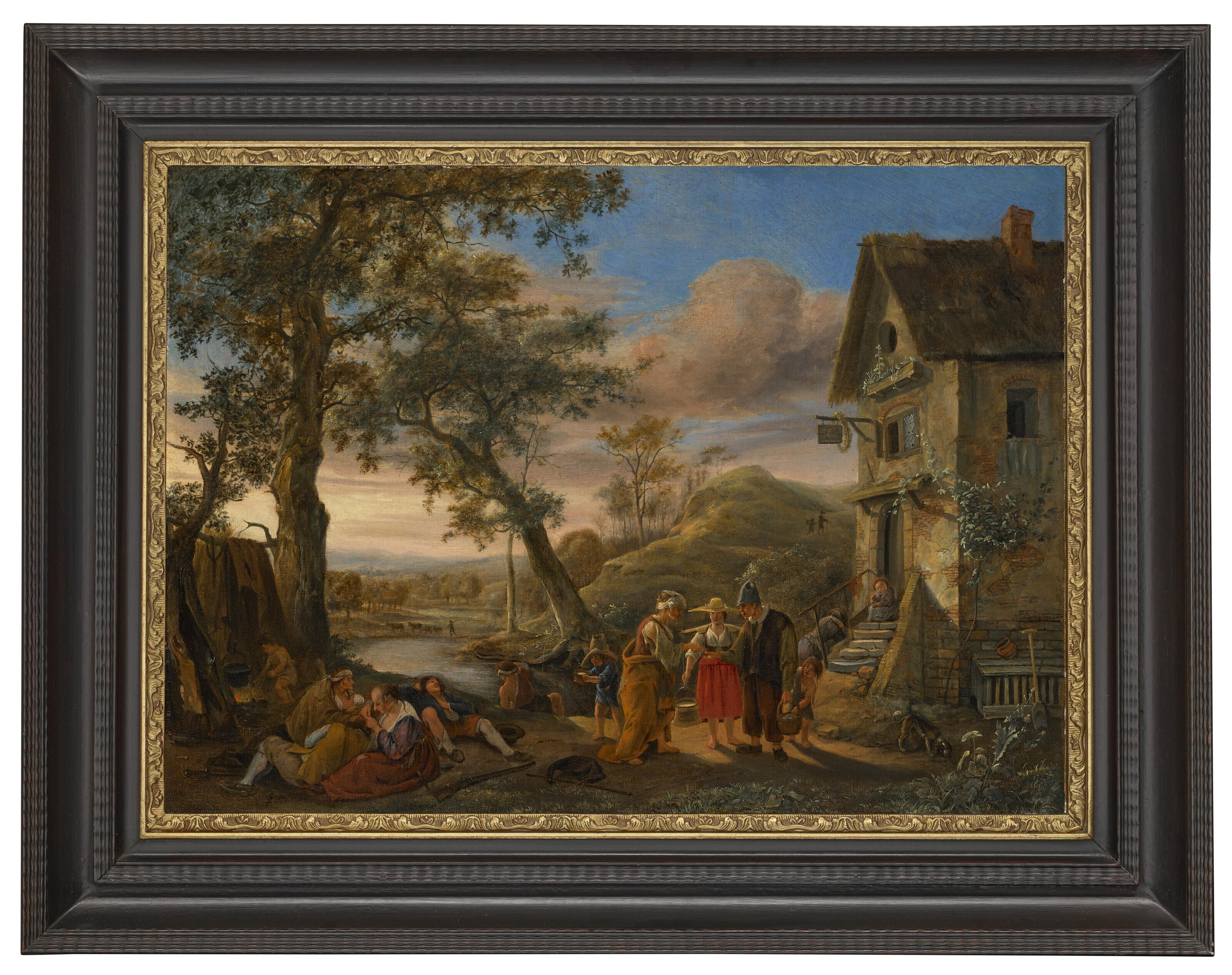 Jan Steen - A fortune teller and peasants before an inn with a river landscape beyond