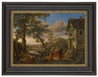 Jan Steen - A fortune teller and peasants before an inn with a river landscape beyond