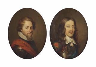 Jan Stolker - Portrait of Prince Maurits (1576-1625), bust-length, in armour with a white collar and an orange sash; and Portrait of Prince Willem II (1626-1650), bust-length, in armour with a flat white collar with tassels and a blue sash