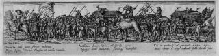 Jan Theodor de Bry - Soldatenzug mit Waffenwagen.