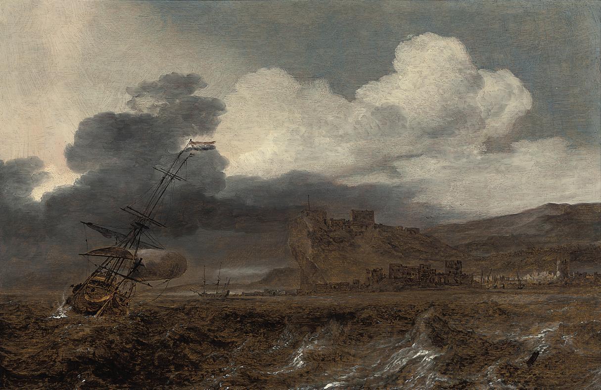 Jan-Theuniss Blankerhoff - Dutch men-o\'-war in choppy waters off a coast