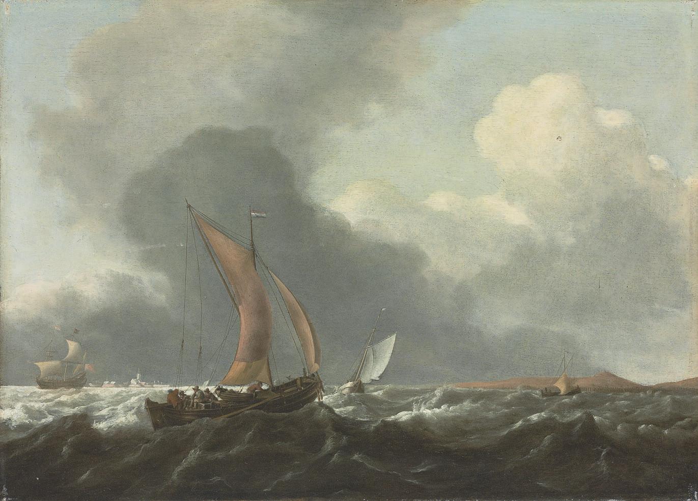 Jan Theunisz. Blankerhoff - Dutch ships in stormy waters