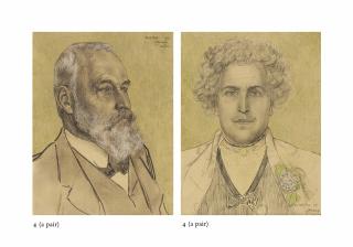 Jan Toorop - A portrait of Frits Meijer; and A portrait of his wife Nina Meijer-Fierz