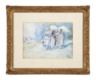 Jan Toorop - Elegant ladies walking on the beach