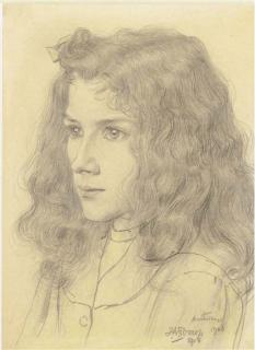 Jan Toorop - Meisjeskopje (Portrait of Jopie Jurriaan Kok)