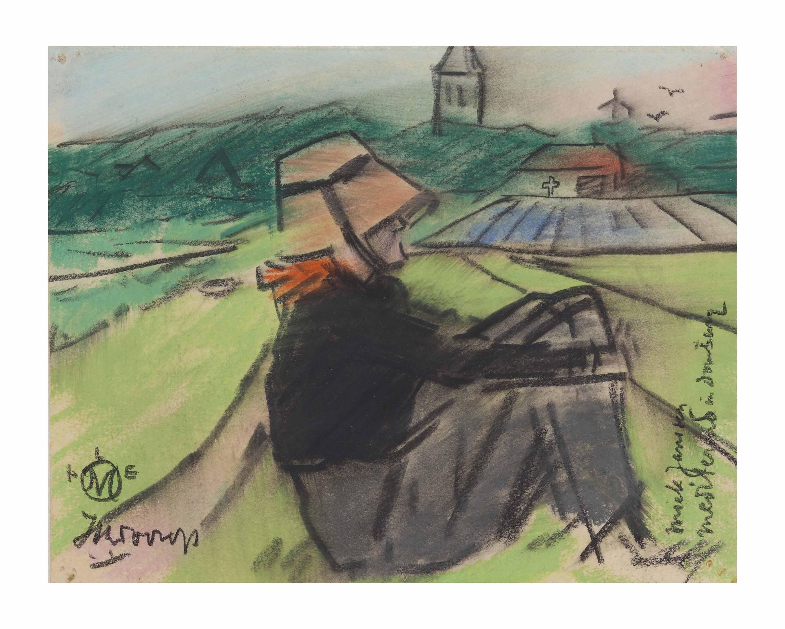 Jan Toorop - Miek Janssen mediterend in Domburg