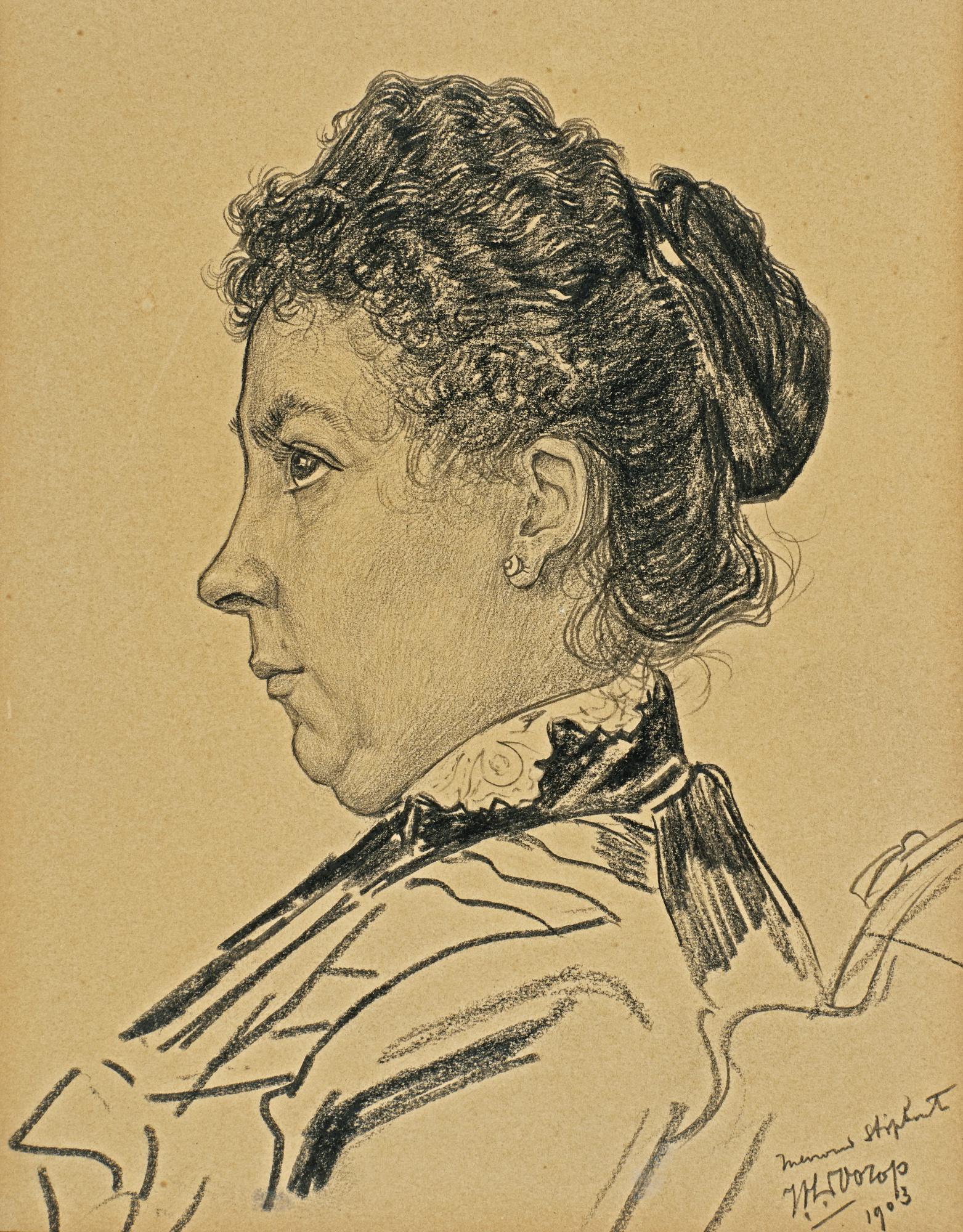 Jan Toorop - Portret Van Mevruow Stiphout Met Profiel Naar Links (Portrait Of Mrs Stiphout In Profile Looking Left)