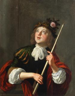 Jan Van Bijlert - A lamplighter holding a torch