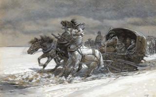 Jan Van Chelminski - A military delegation escorted by Russian hussars