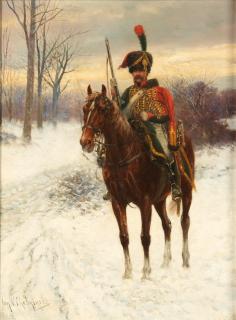 Jan van Chelminski - Officer on Horseback framed 52.7 x 41.0 x 5.7 cm (20 1/2 x 16 1/8 x 2 in).