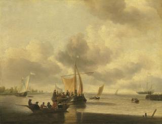Jan Van De Cappelle - The mouth of an estuary (the Brill?)