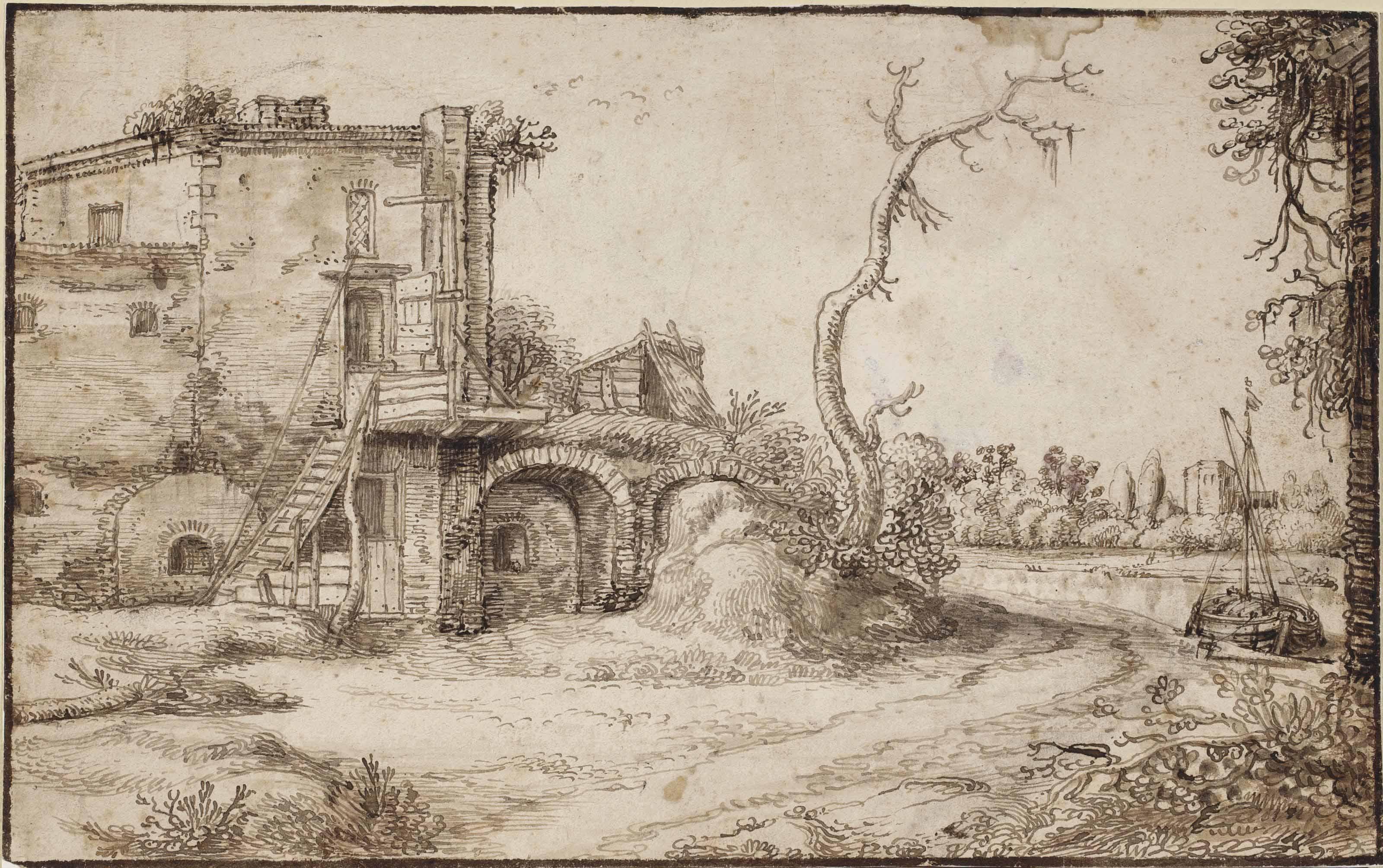 Jan Van De Velde II - An inhabited ruin near a river