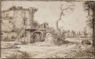Jan Van De Velde II - An inhabited ruin near a river