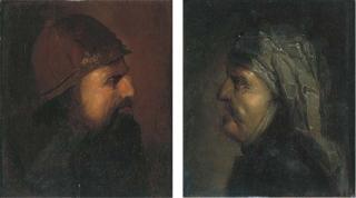 Jan van de Venne - Tronies : Tête de Soldat En Armure; Et Tête de Femme Agée