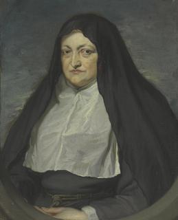 Jan van den  Hoecke - Portrait of Archduchess Isabella Clara Eugenia, Regent of the Southern Netherlands (1566-1633), half-length, as a nun, in a painted oval