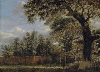 Jan van der Heyden - A Wooded Landscape With A Figure In A Park