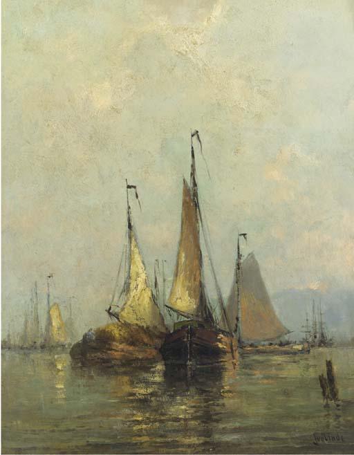 Jan van der Linde - Haybarges on a calm