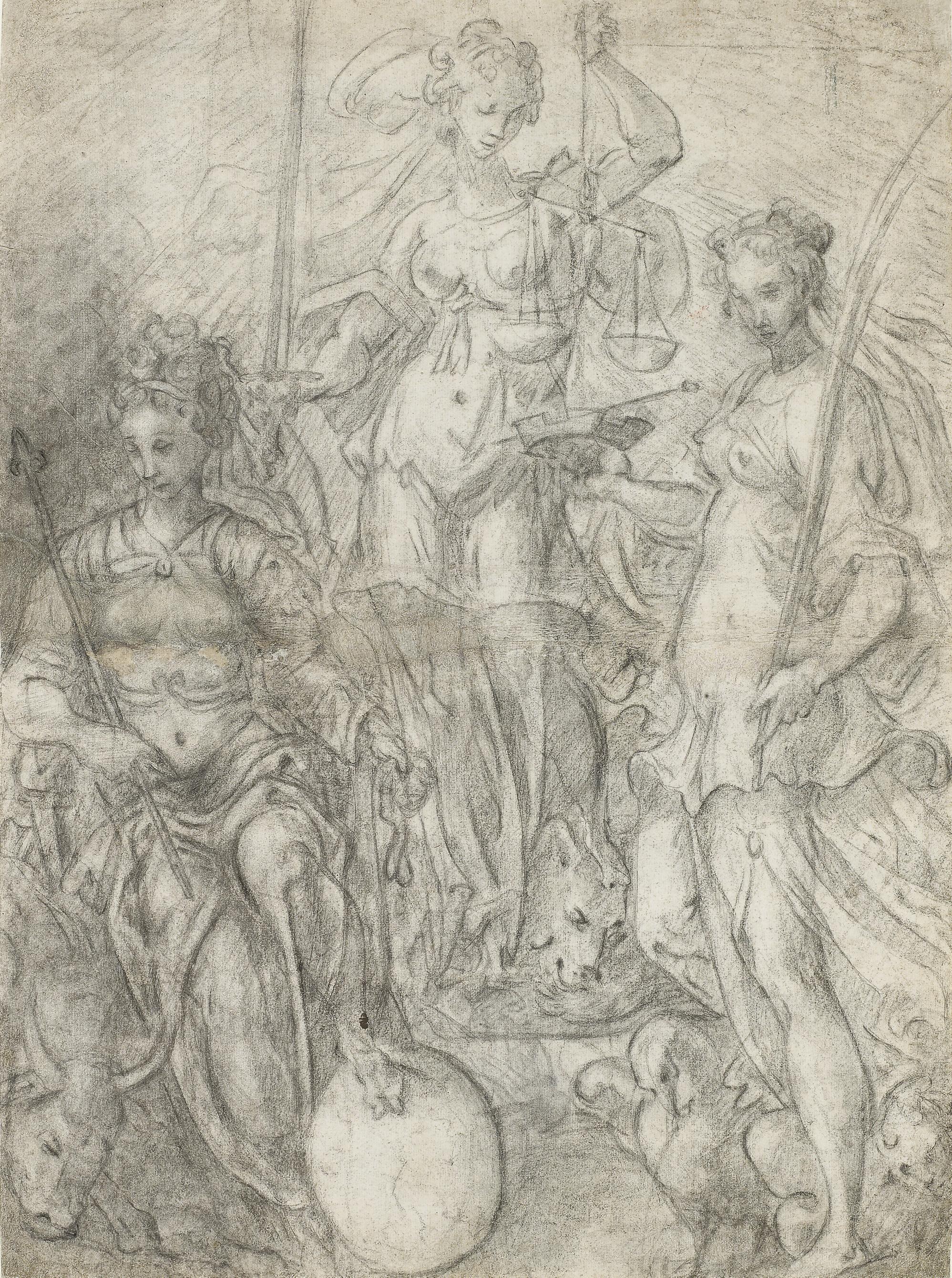 Jan van der  Straet - An Allegory of Temperance, Justice and Liberality