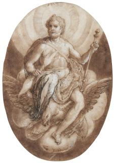 Jan Van Der Straet - Jupiter, On His Eagle, Enthroned In The Clouds