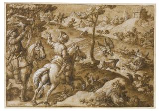Jan Van Der Straet - Men Hunting Hares With Falcons
