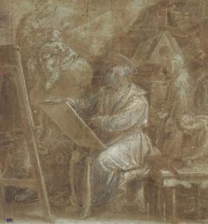 Jan van der Straet - Saint Luc Peignant la Vierge (Recto); la Décapitation D\'Un Saint (Verso)