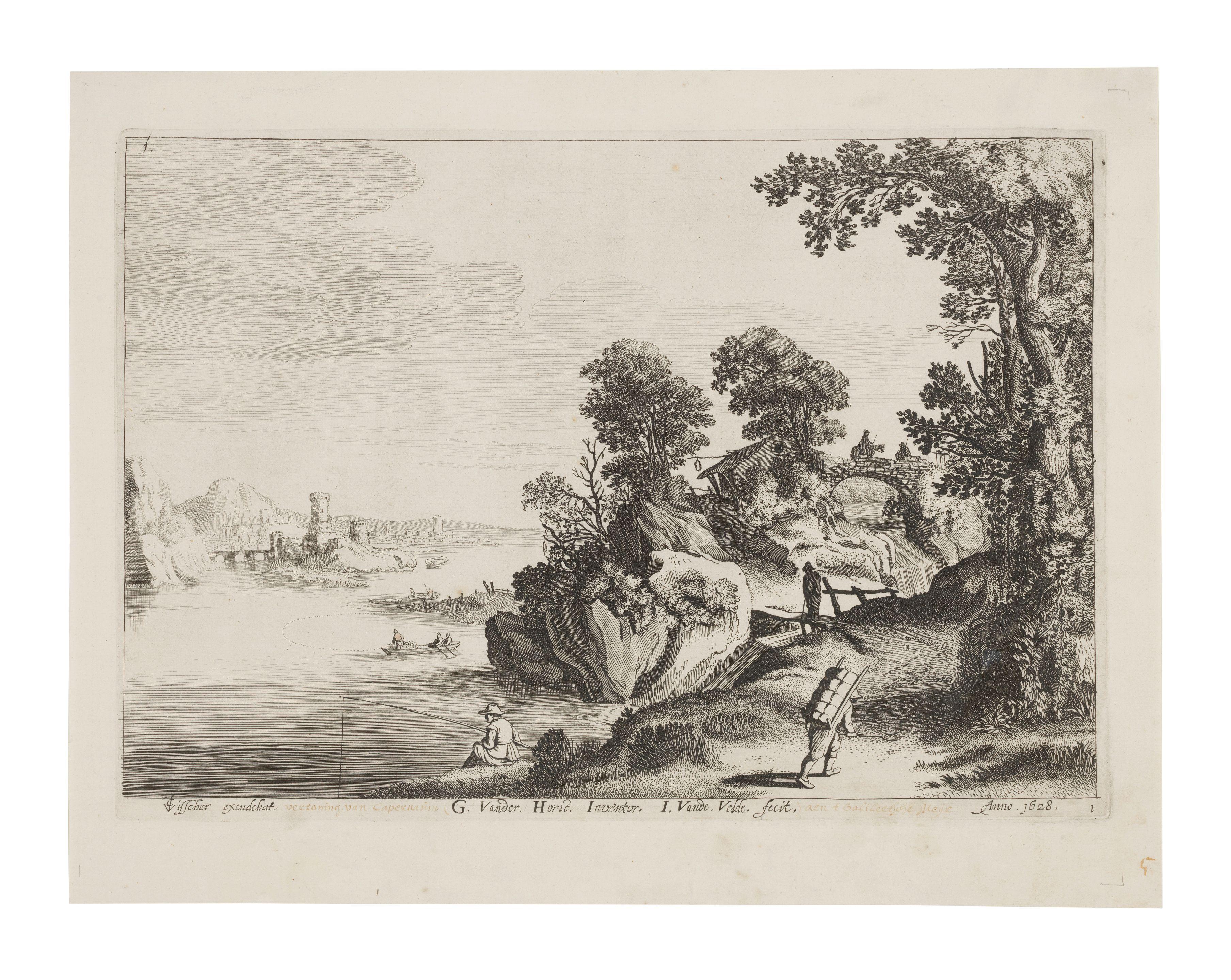 Jan van der Velde II - River landscape with travellers on a road