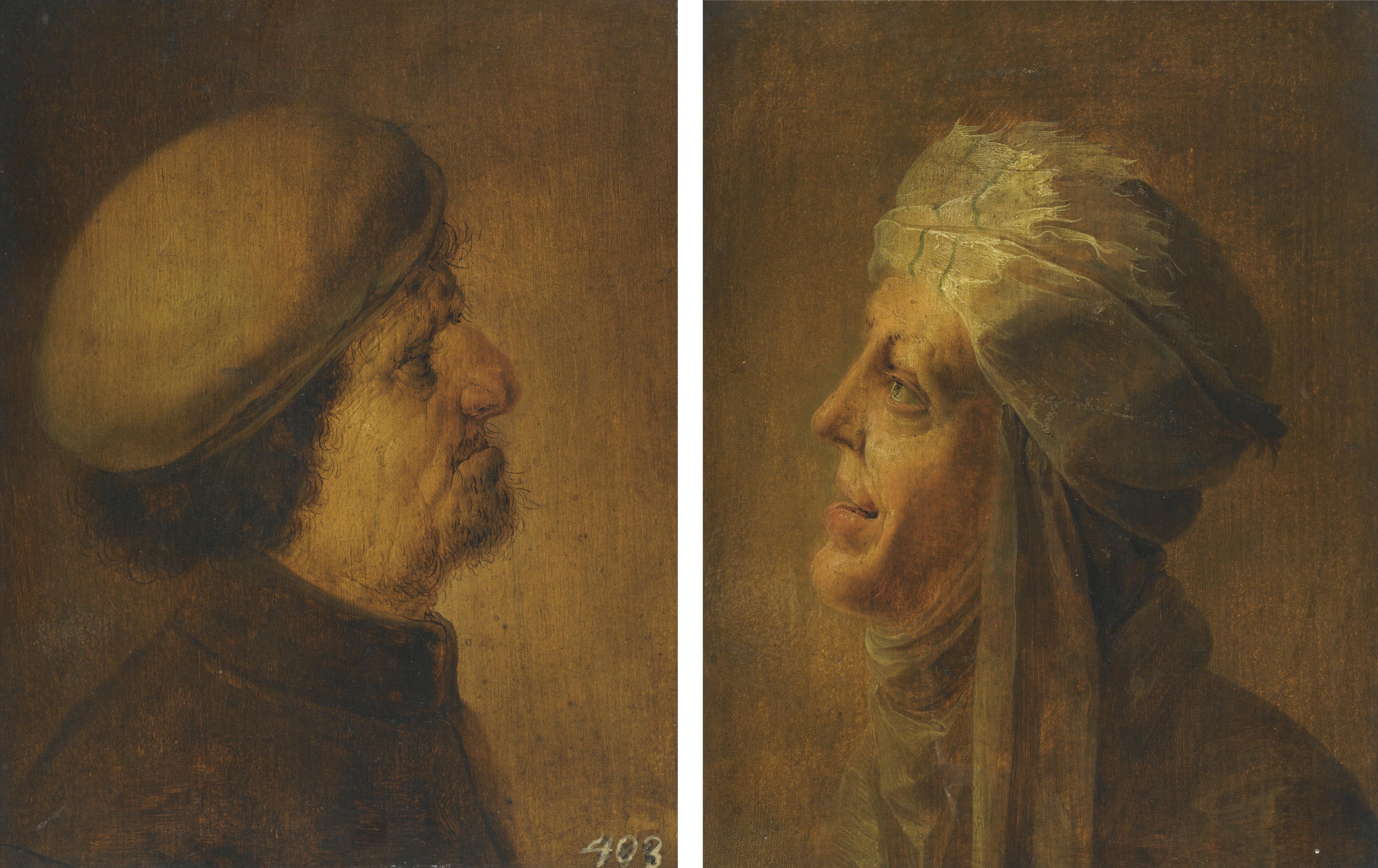 Jan Van Der Venne - Head Of An Old Man; Head Of An Old Woman