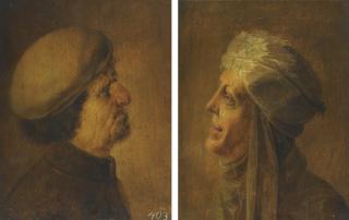 Jan Van Der Venne - Head Of An Old Man; Head Of An Old Woman