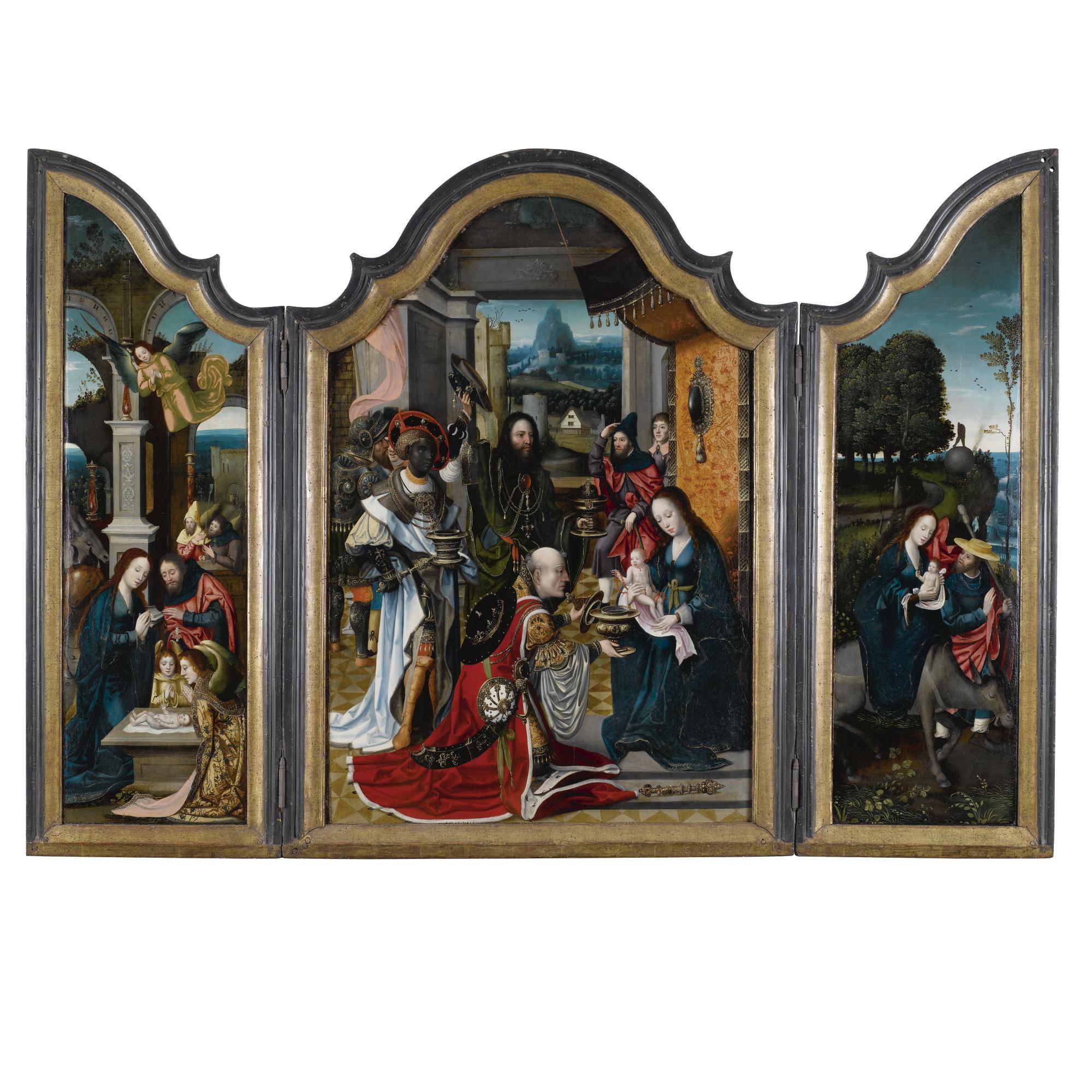 Jan Van Dornicke - Triptych With The Adoration Of The Magi, Nativity And Flight Into Egypt