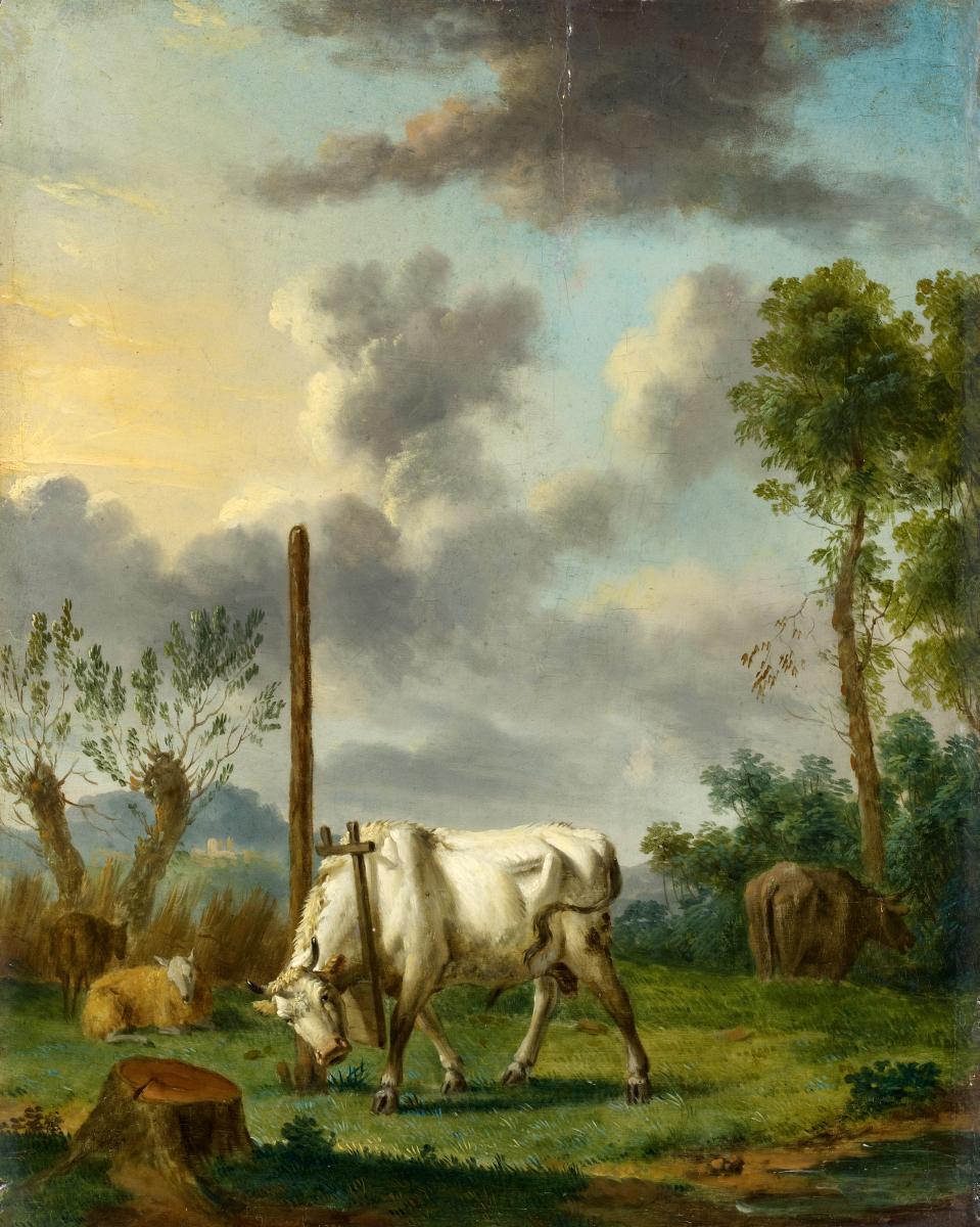 Jan van Gool - Zwei Gemälde: Landschaften mit weidendem Vieh