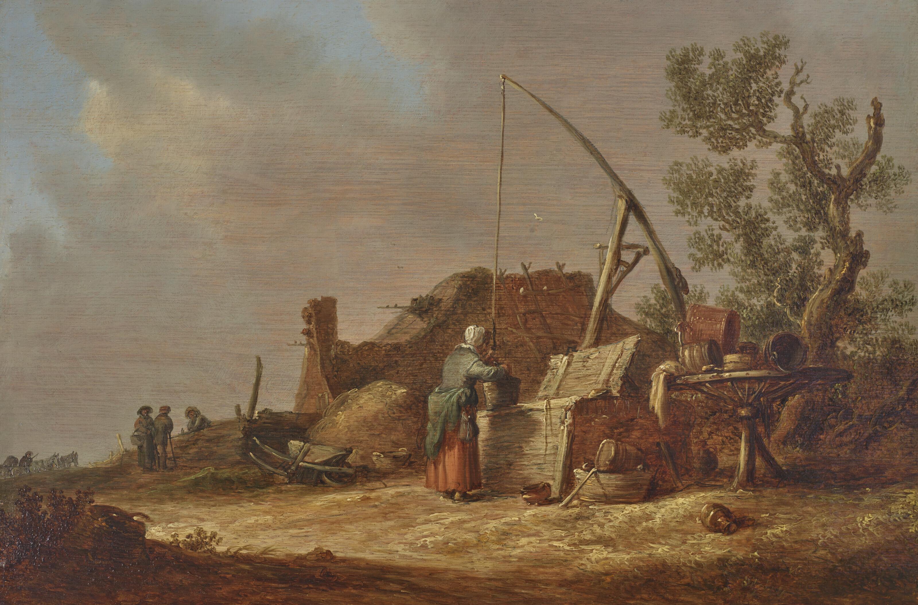Jan van Goyen - A landscape with a woman at a well