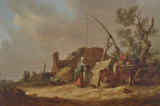 Jan van Goyen - A landscape with a woman at a well