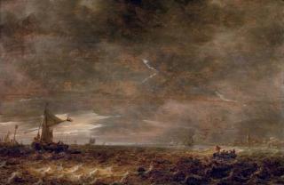 Jan van Goyen - A stormy landscape with a lightning bolt over the Haarlemer Meer