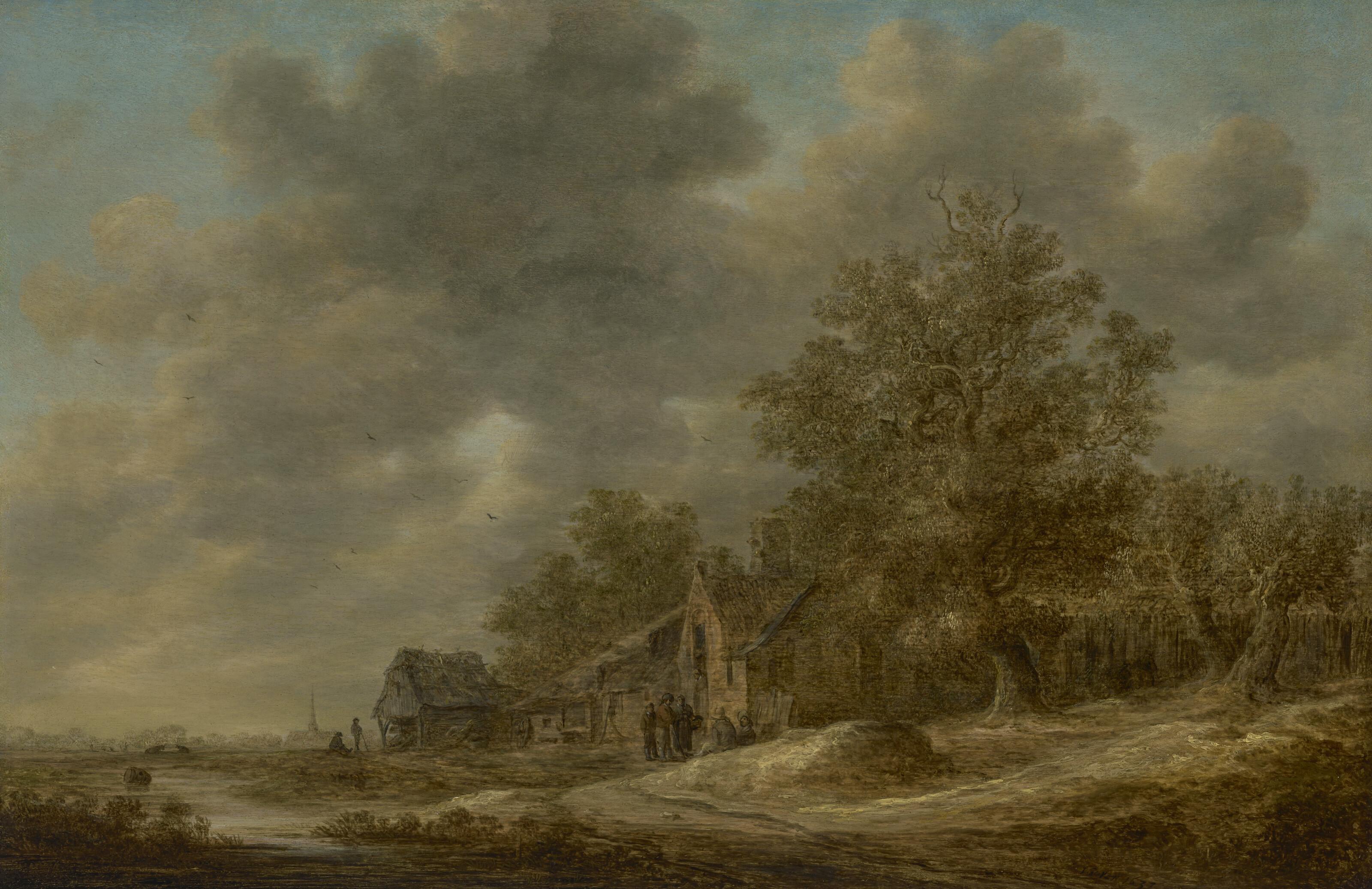Jan van Goyen - Landscape with figures by a barn