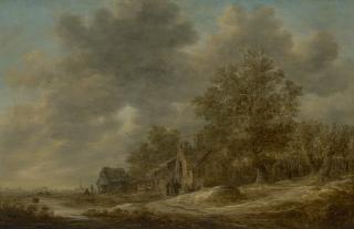 Jan van Goyen - Landscape with figures by a barn