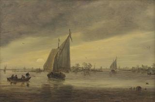 Jan Van Goyen - Sunrise Over The Haarlemmermeer With A Schmalship And Other Boats