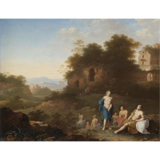 Jan van Haensbergen - Diana And Her Nymphs Resting In An Italianate Landscape
