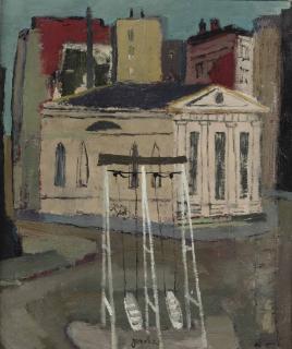 Jan Van Heel - A city square with swings
