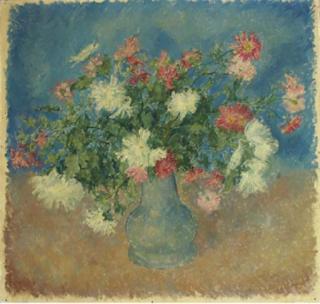 Jan Van Herwijnen - A still life with white and pink flowers in a vase