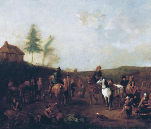 Jan Van Huchtenburg - Cossacks schooling horses