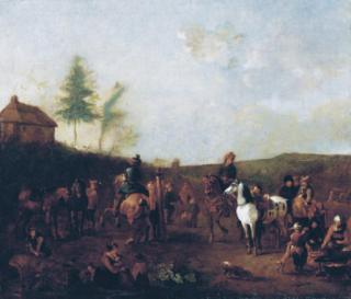 Jan Van Huchtenburg - Cossacks schooling horses