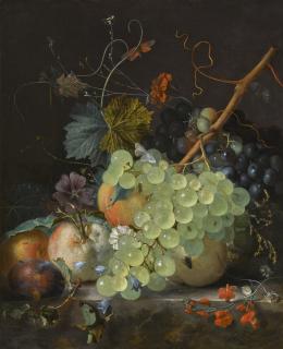 Jan van Huysum - Still Life With Fruit On A Marble Ledge  