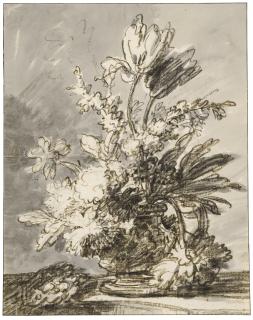 Jan Van Huysum - Study Of A Vase Of Flowers