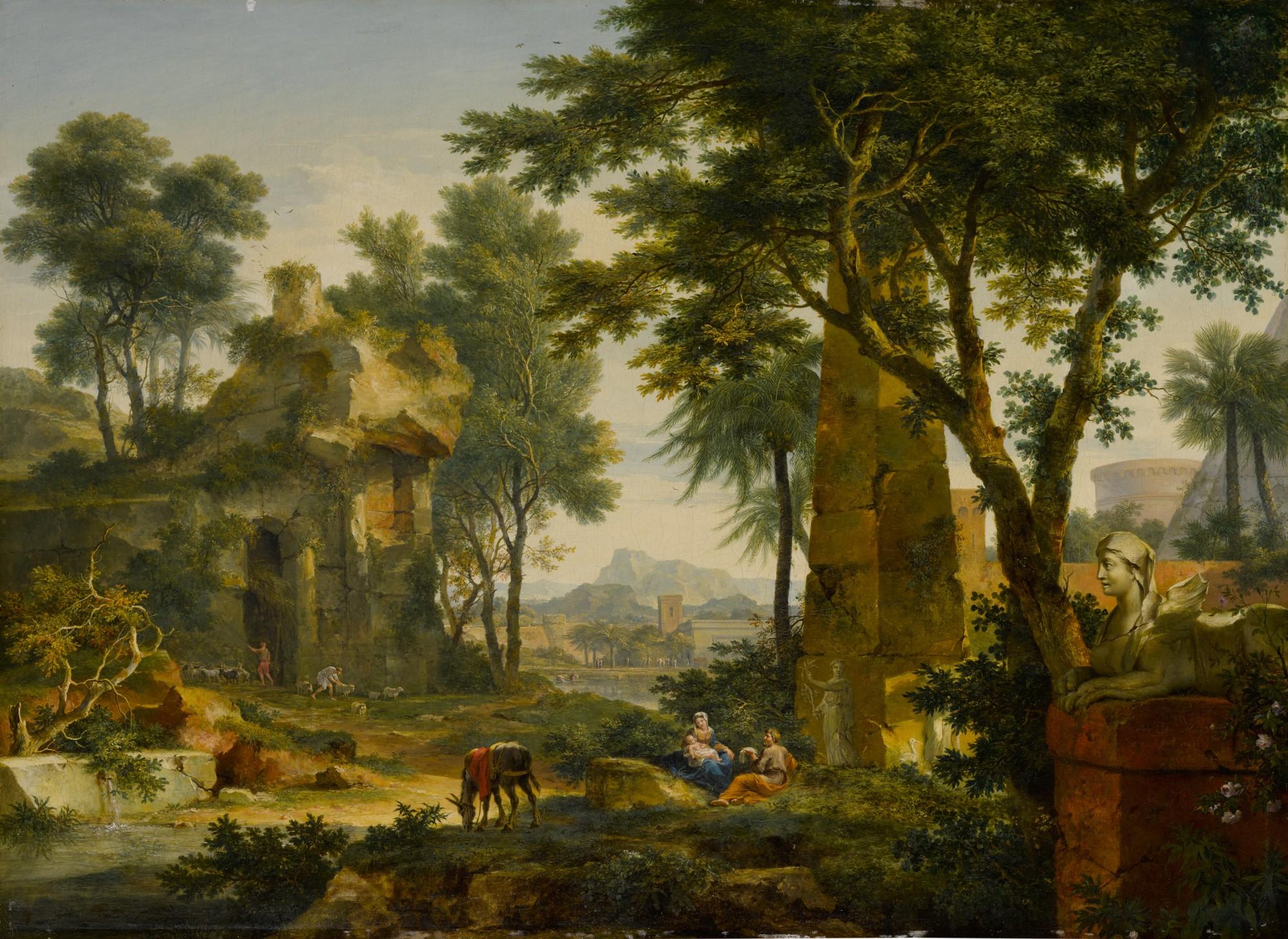 Jan van Huysum - The Holy Family at rest in Egypt