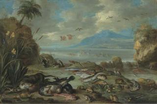 Jan Van Kessel I - Poissons, Grenouilles, Loutres, Tortues Et Autres Animaux Sur Un Rivage