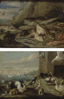 Jan van Kessel II - Scènes Avec Des Animaux Et Des Poissons