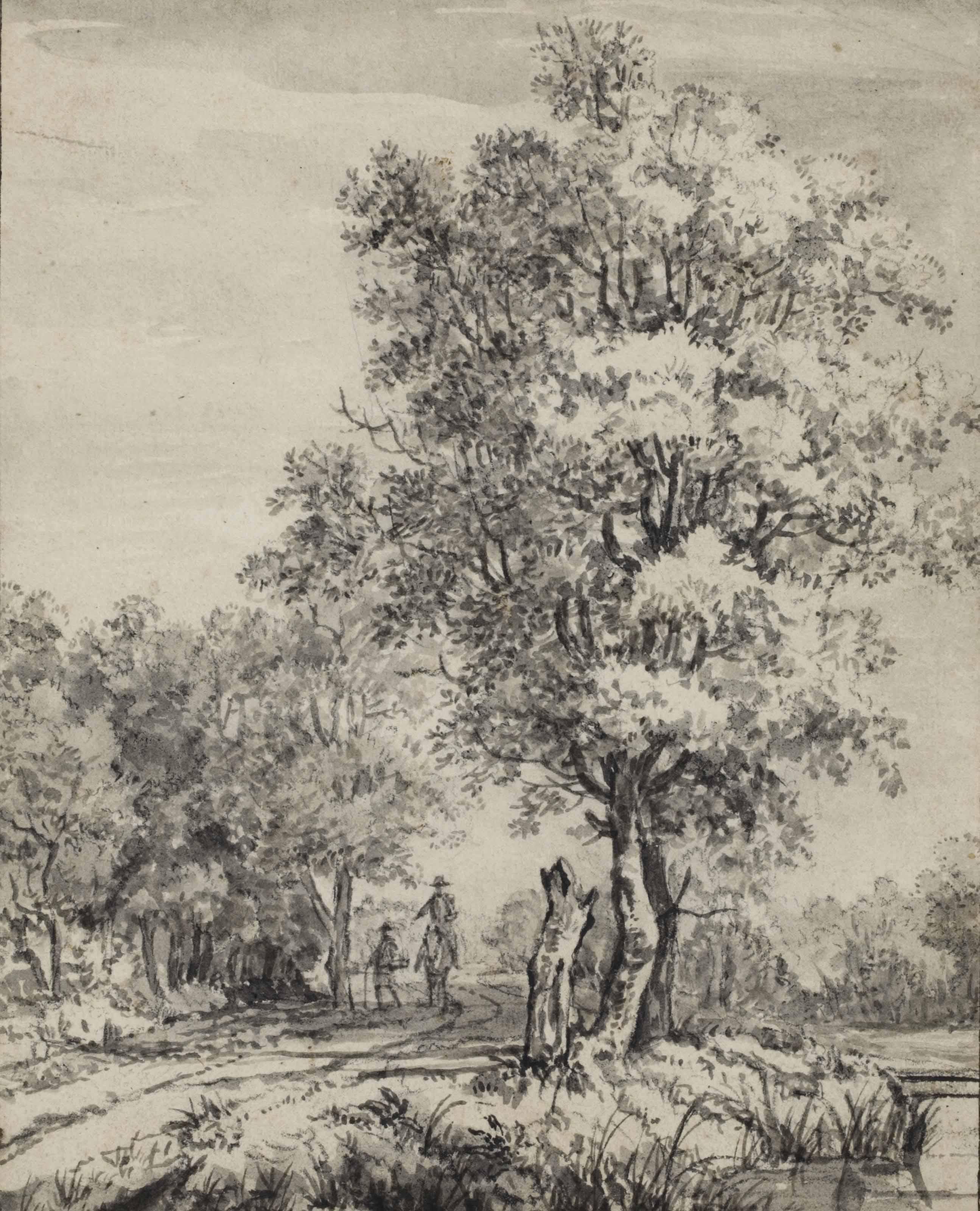 Jan Van Kessel Iii - Travellers on a riverside path