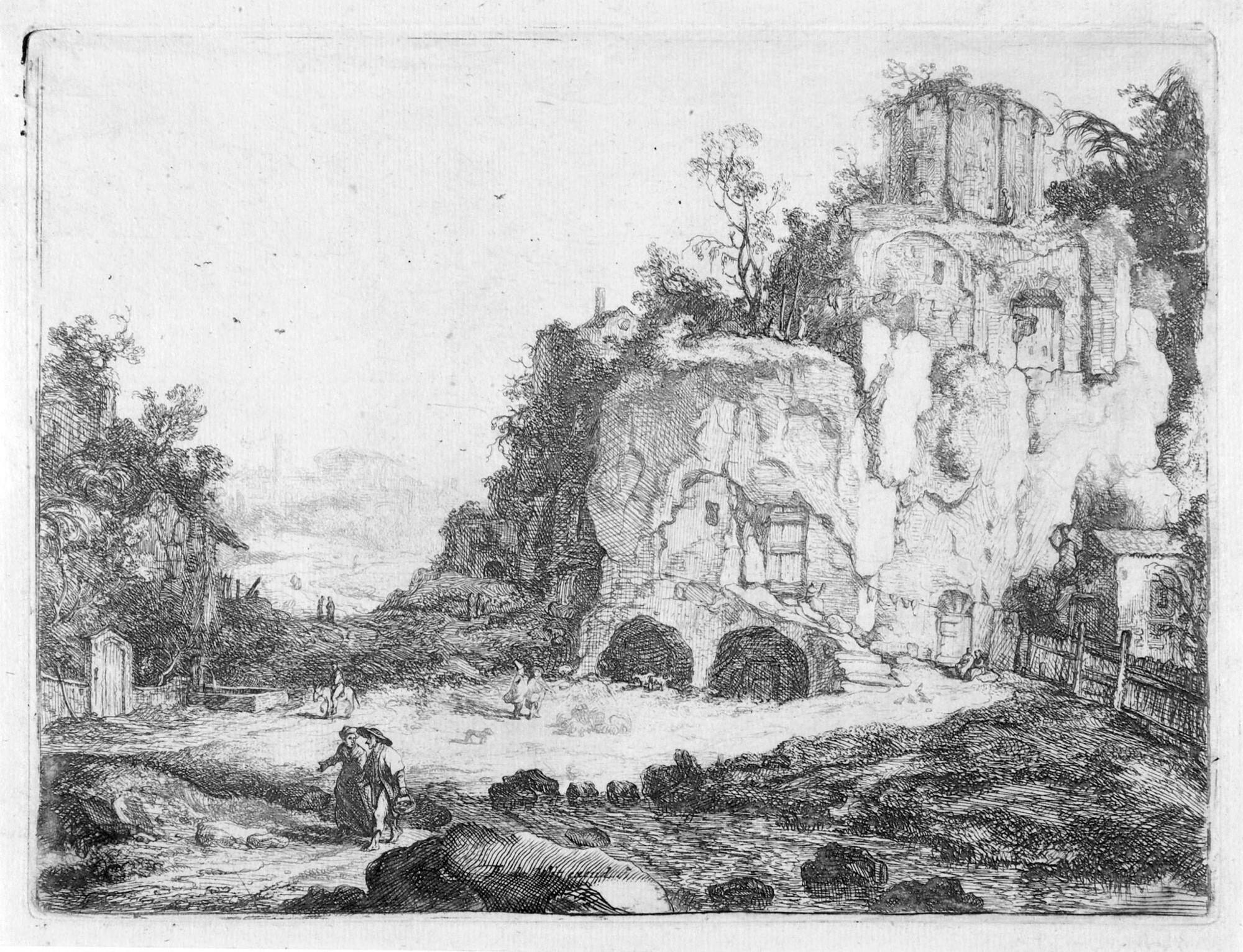 Jan van Noort - Die Landschaft mit dem Sibyllentempel von Tivoli.