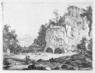 Jan van Noort - Die Landschaft mit dem Sibyllentempel von Tivoli.