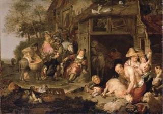 Jan van Noort - Nabal refusing provisions to King David\'s emmissaries